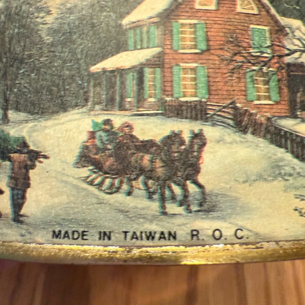 Vintage Winter Scene Tin Box